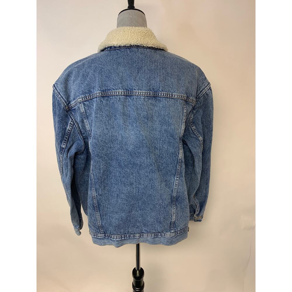 Old Navy Boyfriend Denim Bomber Jacket Classic Trucker Sherpa Womens SZ XL - Picture 3 of 9